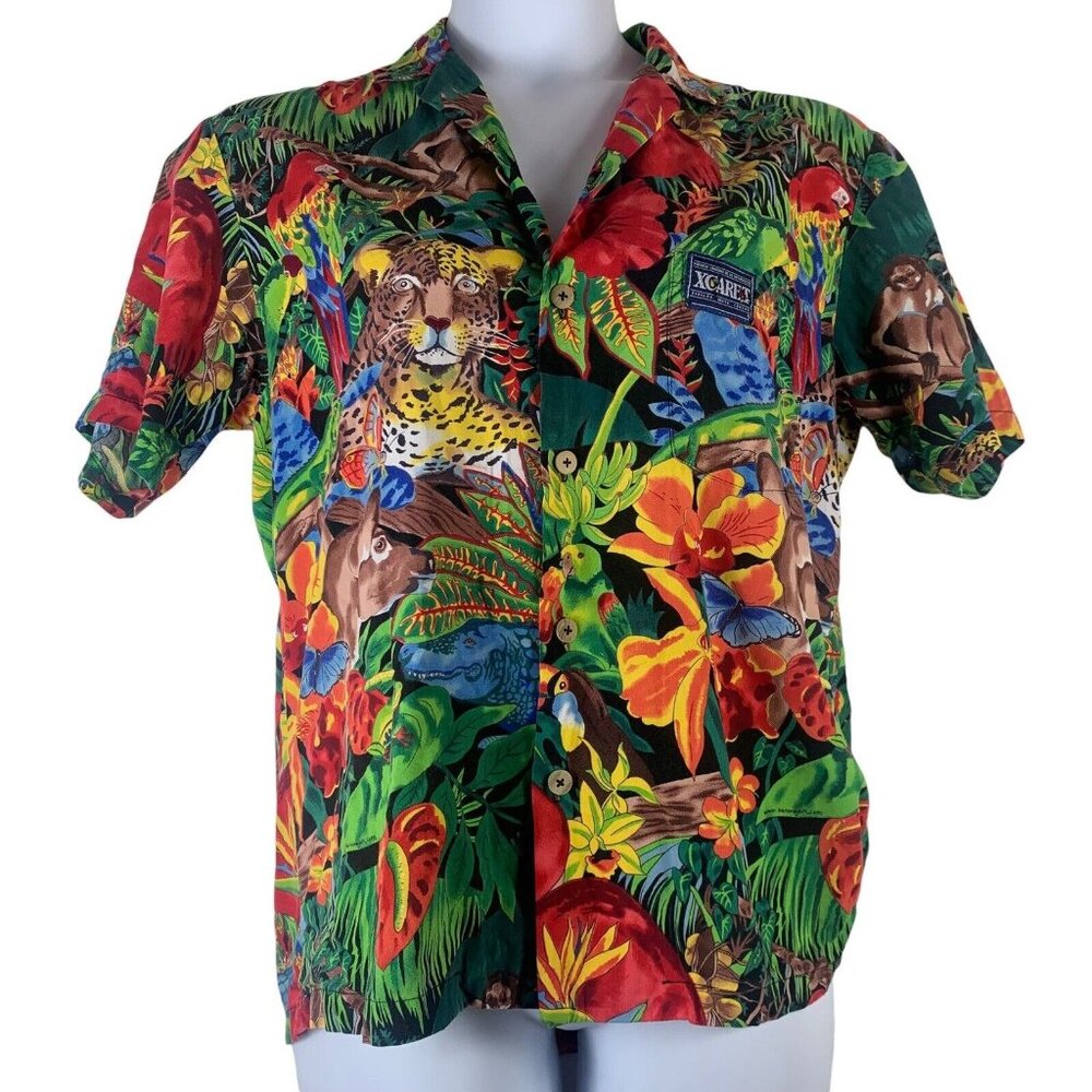 Banana Jack Hawaiian Shirt Size Medium Short Sleeve Button Front Multicolor Mens